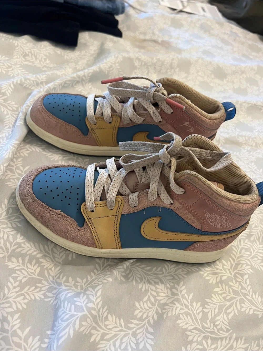 Kids High-Top Sneakers in Blue, Pink & Yellow - Stylish Everyday Shoe